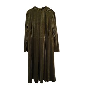 EMERY ROSE Olive Green Velvet Long Sleeve Maxi Dress Sz 5XL Fall Festive Evening